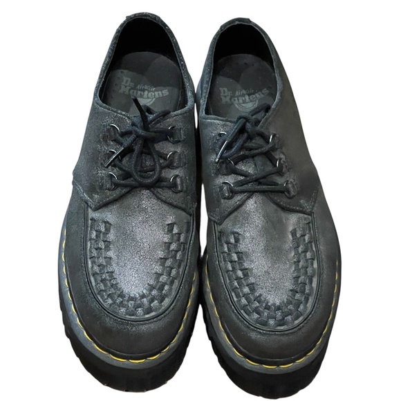 Dr Doc Martens Ashley Platform Creepers RARE 10.5 Women Silver Metallic EXC - Picture 1 of 7